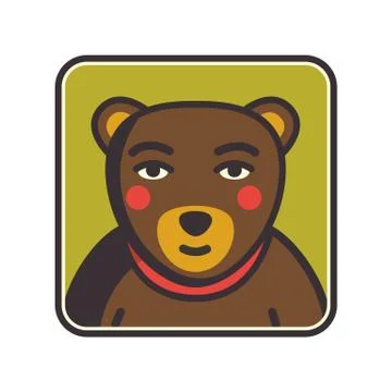 Bear face flat icon Stock Illustration