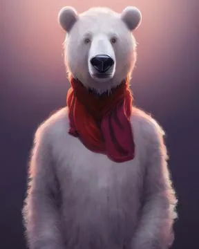 Bear face in glasses. Geek bear in glasses in a knitted scarf wrapped around Illustrazione stock