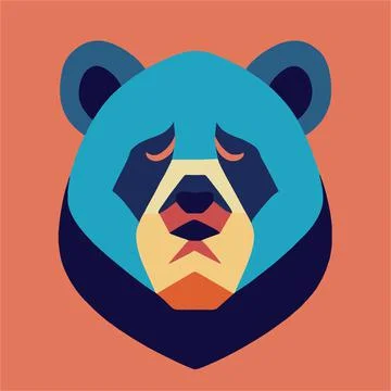 Bear face vector illustration. Pop art animal wild chimp head, creative chara Stock Illustration