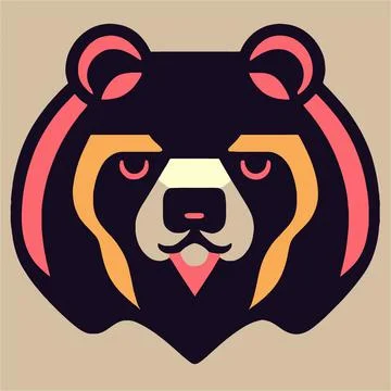 Bear face vector illustration. Pop art animal wild chimp head, creative chara Stock Illustration