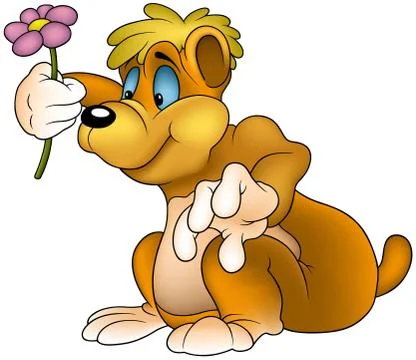 Bear with Flower Stock Illustration
