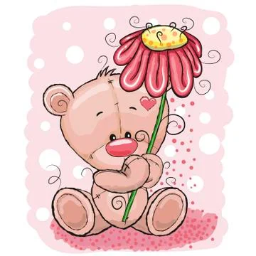 Bear with flower Stock Illustration