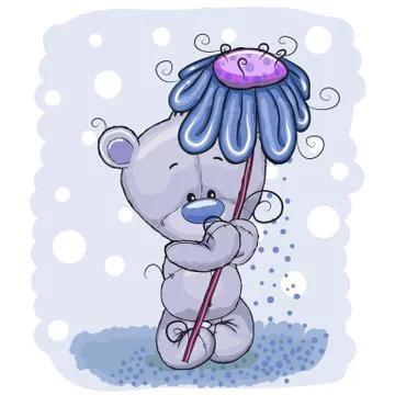 Bear with flower Stock Illustration