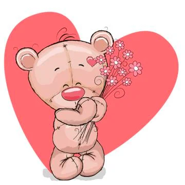 Bear with flowers Stock Illustration