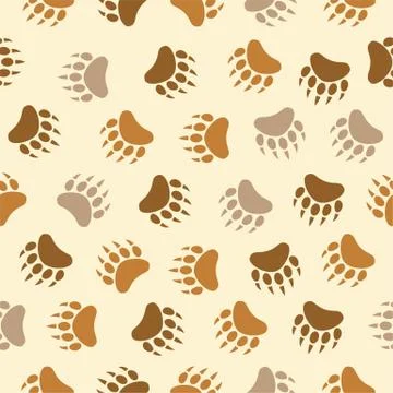 Bear footprint seamless pattern, repeating camping theme Stock Illustration