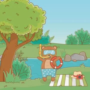 Bear in forest design vector illustration 库存插图