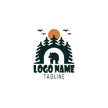 Bear forest logo design vector Illustrazione stock