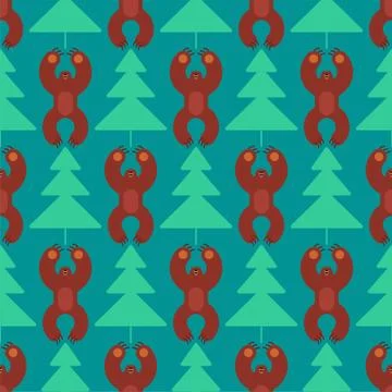 Bear in forest pattern seamless. vector illustration Stock Illustration