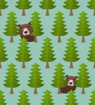 Bear forest seamless pattern. Vector illustration Illustrazione stock