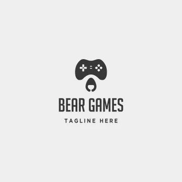 Bear game logo design template animal concept controller Stock Illustration