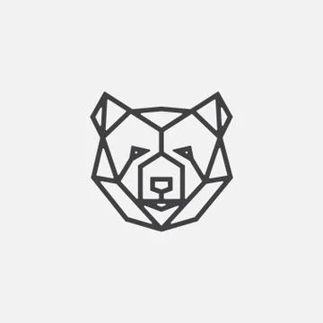 Bear geometric logo icon, bear head icon Stock Illustration