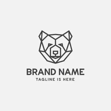 Bear geometric logo icon, bear head icon Stock Illustration