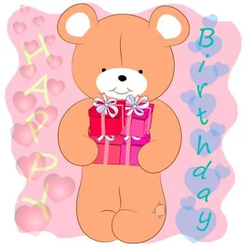 Bear with gifts vector. Illustrazione stock