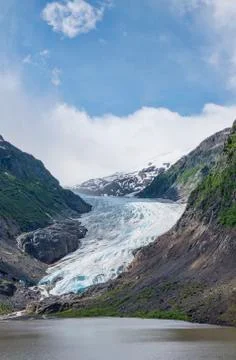 Bear Glacier in summer Stock Photos