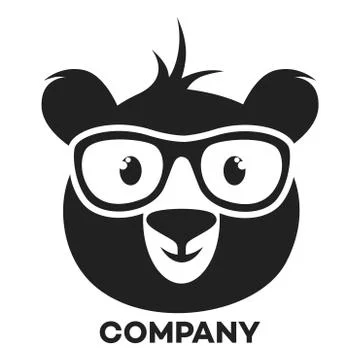 Bear with glasses logo Stock Illustration