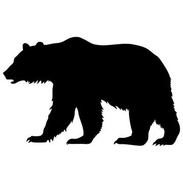 Bear Hand drawn Silhouette . Vector isolated on white graphic element. Wild Stock Illustration