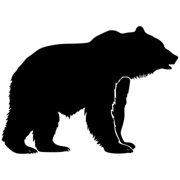 Bear Hand drawn Silhouette . Vector isolated on white graphic element. Wild Stock Illustration