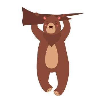 Bear hanging on tree Stock Illustration
