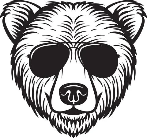 Bear head with aviator sunglasses Stock Illustration