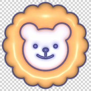 Bear head is being shown in 3D enamel button with scalloped ring, purple Illustrazione stock