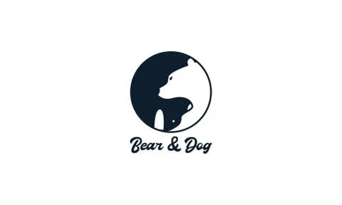 Bear head with dog head circle logo icon illustration design Stock Illustration