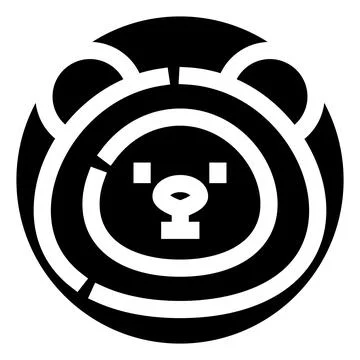 Bear head icon in black and white minimalist style Stock Illustration