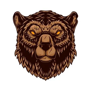 Bear head illustration. Design element for logo, label, sign, emblem, poster. Stock Illustration
