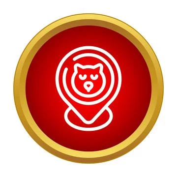 Bear head inside red location map pointer icon 스톡 일러스트
