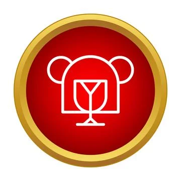 Bear head line art inside wine glass icon Stock Illustration