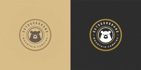 Bear head logo emblem vector illustration silhouette for shirt or print stamp Stock Illustration