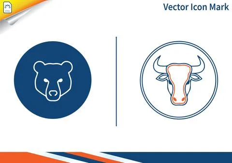 Bear head outline inside circle bull head outline icon. Stock-Illustration