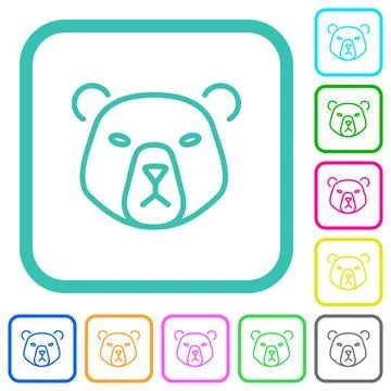 Bear head outline vivid colored flat icons Illustrazione stock