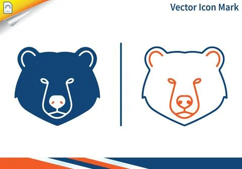 Bear head portrait vector illustration, creative flat design icon mark. Stock Illustration