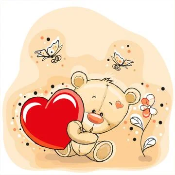 Bear with heart Stock Illustration