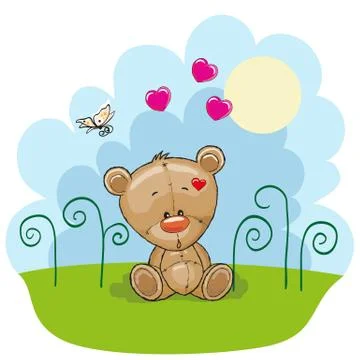 Bear with hearts Stock Illustration