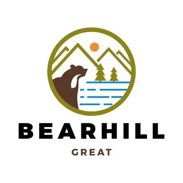 Bear Hill Icon Logo Design Template Stock Illustration