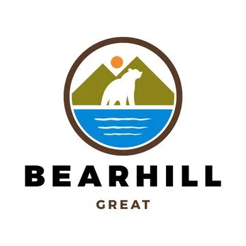 Bear Hill Icon Logo Design Template Stock Illustration