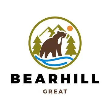 Bear Hill Icon Logo Design Template Stock Illustration