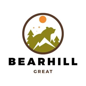Bear Hill Icon Logo Design Template Stock Illustration