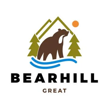 Bear Hill Icon Logo Design Template Stock Illustration