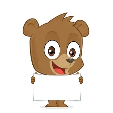 Bear holding a banner Stock Illustration