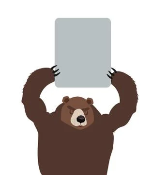 Bear in the holding plate text Stock Illustration