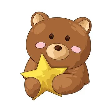 Bear holding star illustration Stock Illustration