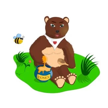 The bear with honey Stock Illustration