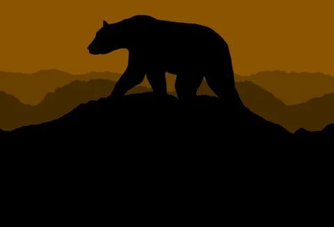 Bear on horizon Stock Illustration