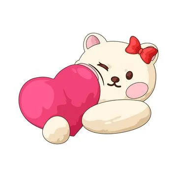 Bear hugging heart illustration Stock Illustration