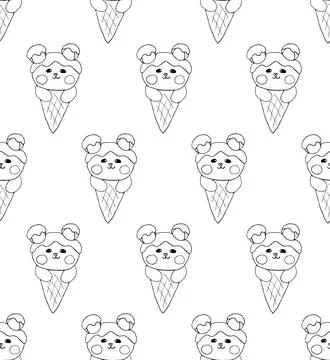 Bear on Ice Cream White Background Stock Illustration