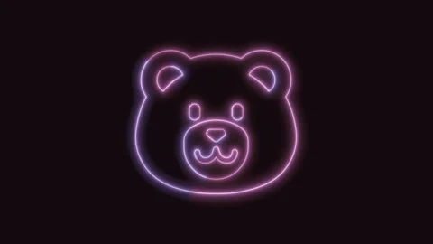 Bear Icon Neon Seamless Loop with Black Background 4K Stock Footage 311300984