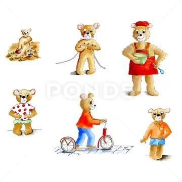 Bear illustrations hand drawn Stock Illustration