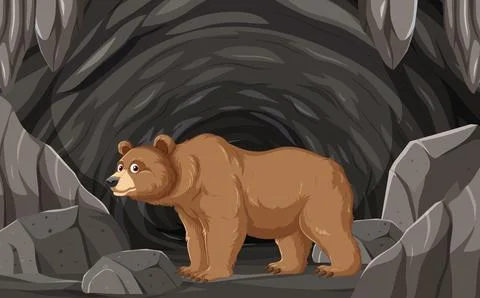 Bear Inside a Rocky Cave Illustrazione stock